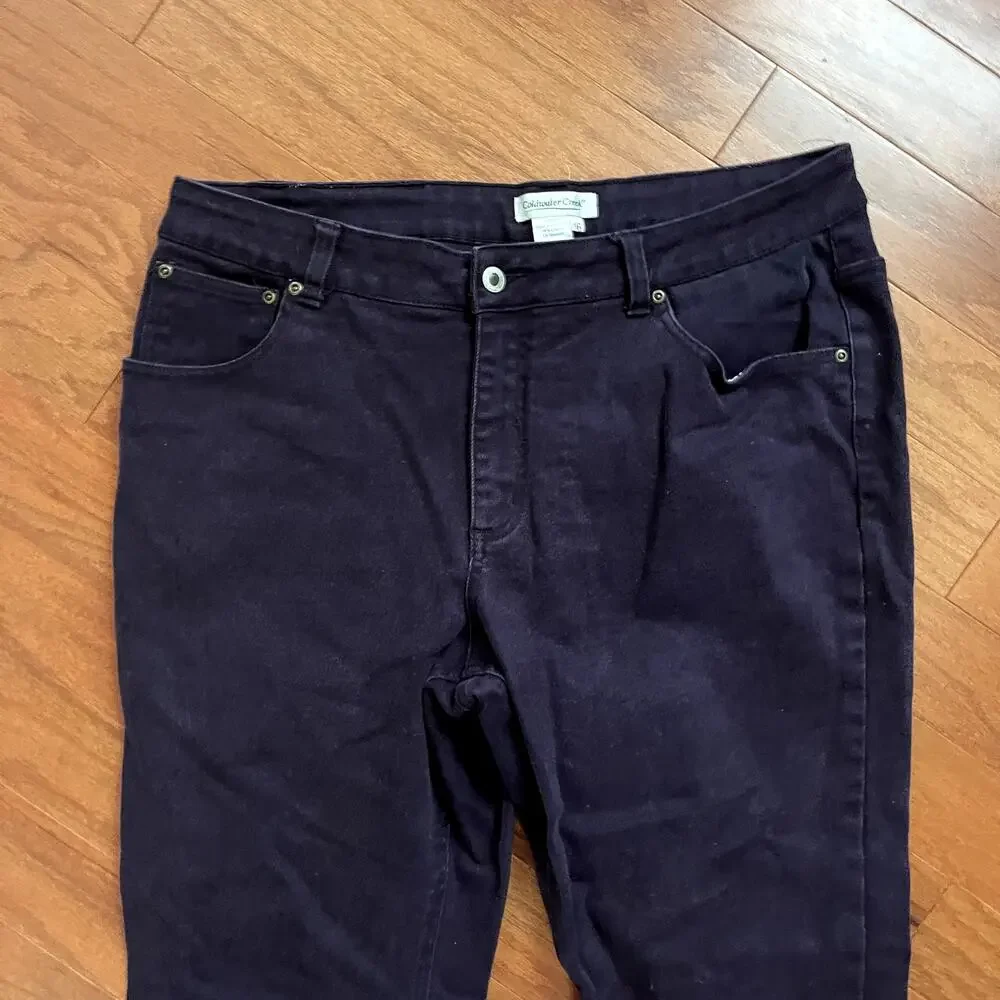 Coldwater Creek Dark Plum Purple Bootleg Denim Pants Size 16 - Picture 2 of 6